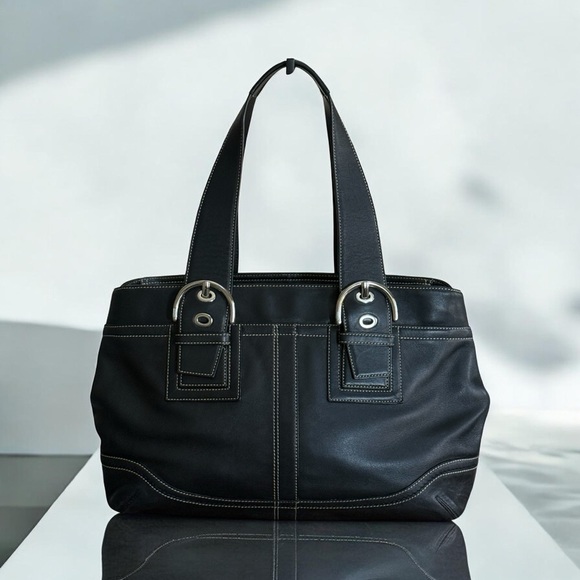Authentic Coach Black Leather Soho Carryall Tote Bag! - Picture 13 of 15